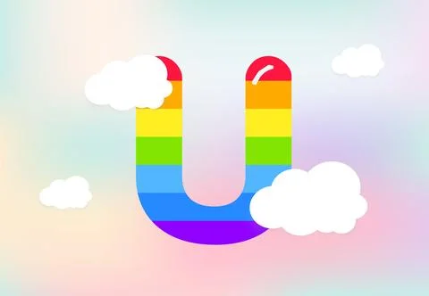 U Letter Rainbow patterns design, abstract rainbow letter for kids, love, f.. Stock Illustration