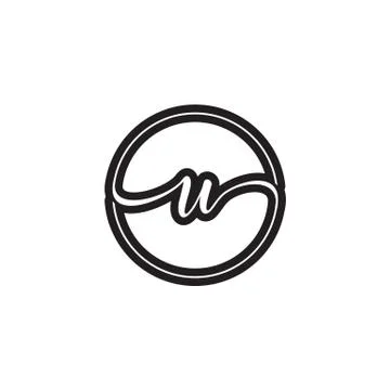 U letter script circle logo design vector Stock Illustration