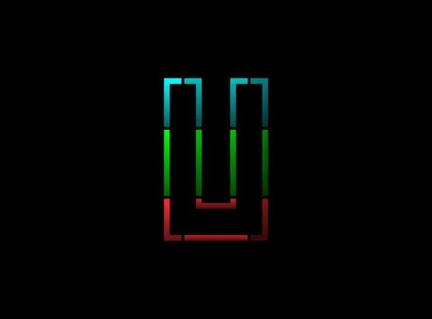 U letter vector outline stroke desing, font logo. Red, green, blue color on b Stock Illustration