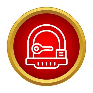 U lock type bicycle lock with key icon Stock Illustration