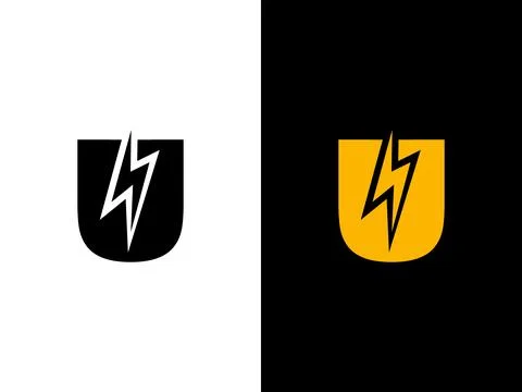 U logo energy vector for identity company. initial letter volt logo template Stock Illustration
