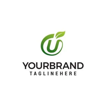 U logo initial letter design template vector with leaf fruit logo design conc Stock Illustration