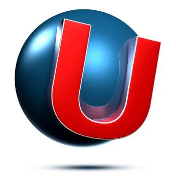 U logo isolated on white background illustration 3D rendering with clipping p Stock Illustration