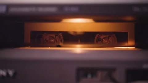 U-matic video tape playing inside machine Stock Footage 327415653
