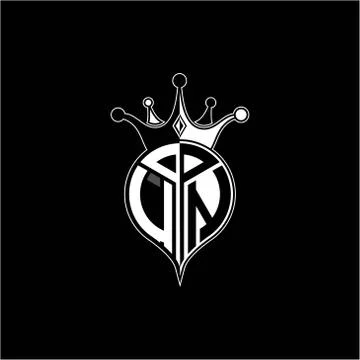 U N circle monogram logo emblem style with clown crown shape vector decoratio Stock Illustration