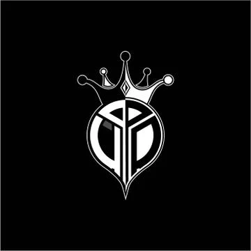 U O circle monogram logo emblem style with clown crown shape vector decoratio Illustrazione stock