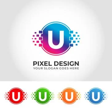U Pixel Logo Design Concept Stock Illustration