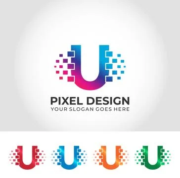 U Pixel Modern Logo Design Concept Stock-Illustration