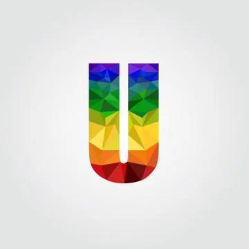 U Polygon alphabet colorful font style. Vector illustration. Stock Illustration