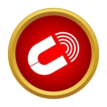 U shaped magnet icon generating magnetic waves Stock Illustration
