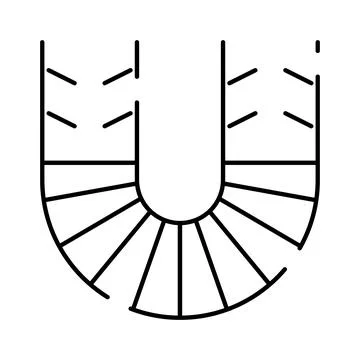 U shaped staircase top view architecture blueprint icon Stock Illustration