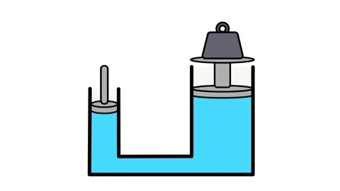 U Tube Manometer Setup Showing Fluid Pressure Differences Under Equilibrium Stock Footage 346803905