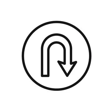 U turn arrow icon linear vector graphics sign Stock Illustration