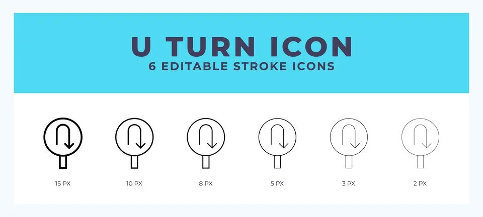 U turn icon in thin line. Bold line. Regular line. Editable stroke. 스톡 일러스트