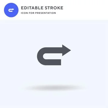 U Turn icon vector, filled flat sign, solid pictogram isolated on white, logo Stock Illustration