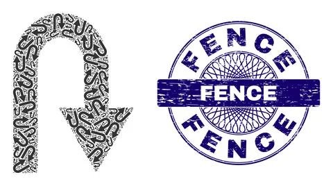 U Turn Recursion Composition of U Turn Items and Textured Fence Round Guilloche Stock Illustration
