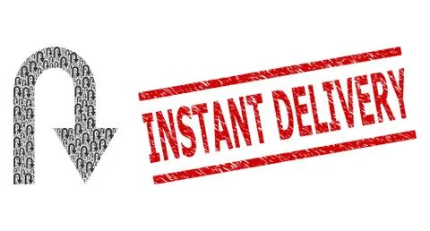 U Turn Recursive Mosaic of U Turn Items and Grunge Instant Delivery Seal Illustrazione stock