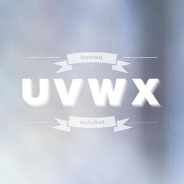 U V W X Flat Layered Alphabet on Blurred Background Stock Illustration