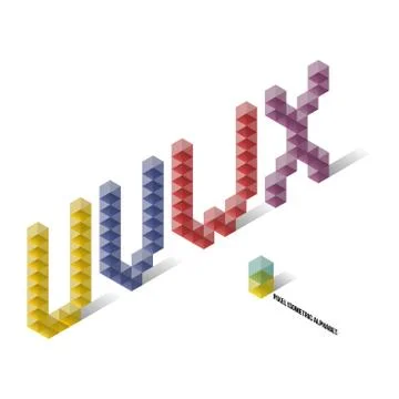 U V W X - Pixel Isometric Alphabet Stock Illustration