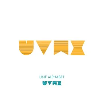 U V W X - Simple Modern Lines Flat Alphabet Stock Illustration
