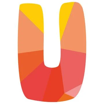 U vector low poly wrapping surface pastel alphabet letter Stock Illustration