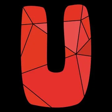 U vector red alphabet letter isolated on black background Stock Illustration