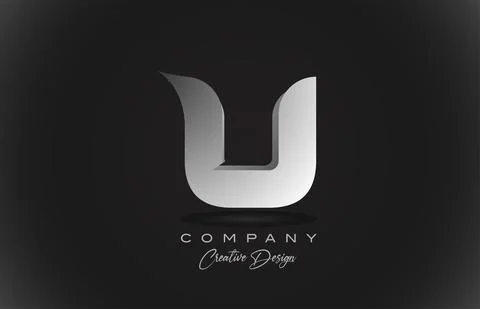 U white gradient alphabet letter logo icon with black background. Creative de Stock Illustration