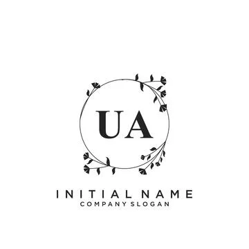 UA Initial handwriting logo design Stock Illustration