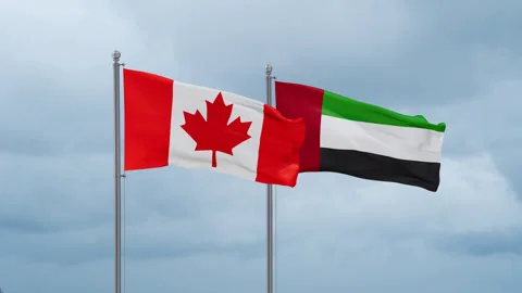 UAE and Canada flag Stock Footage 252028629