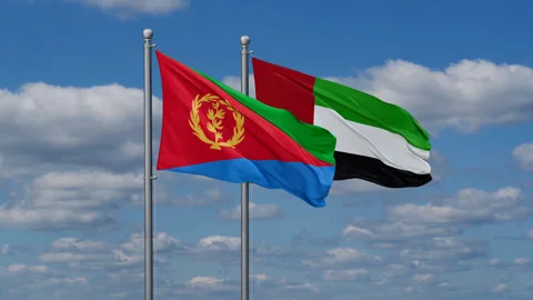 UAE and Eritrea two flags Stock Footage 288592443
