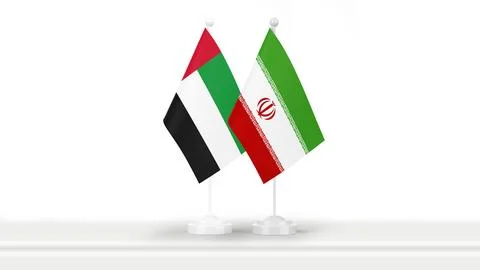 UAE and Iran flags Stock Illustration