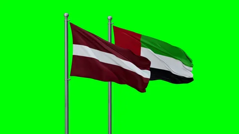 UAE and Latvia two flags Stock Footage 293209531