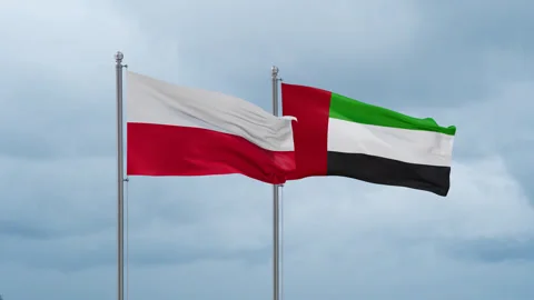 UAE and Poland flag Video stock 252428464