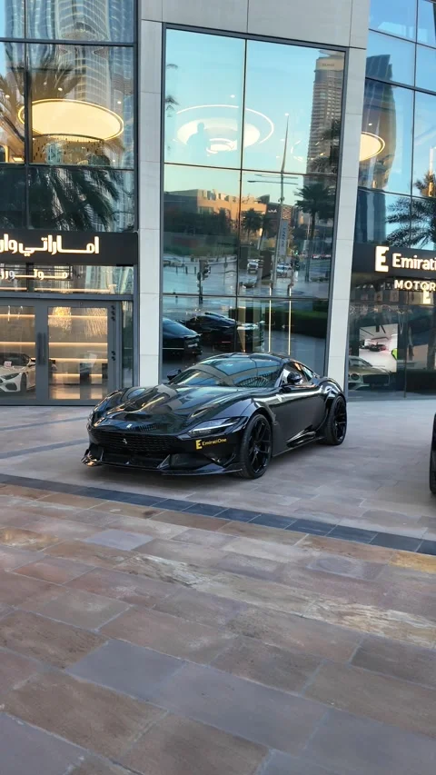 UAE - August 18, 2026 - Luxury supercars inside a showroom Stockbeeldmateriaal 342619015
