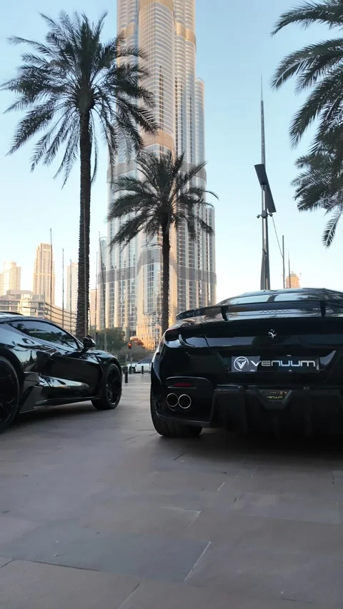 UAE - August 18, 2026 - Luxury supercars inside a showroom Stock Footage 342619239