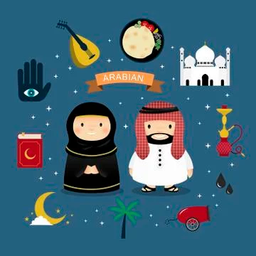UAE culture elements set Stock Illustration