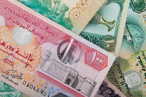 UAE Currency Dirham Banknotes Stock Photos