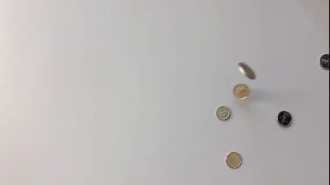 UAE Dirham coins dropping down Stock-Footage 74516184