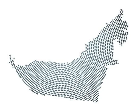 UAE dotted map. Digital style shape of UAE. Tech icon of the country with g.. Stock Photos