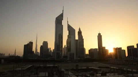 UAE, Dubai,  Sheikh Zayed Road, Emirates Towers Stock Footage 10743903