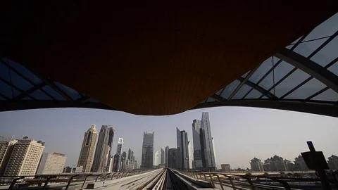 UAE, Dubai, Sheikh Zayed Road, Dubai Metro Stock Footage 78762058
