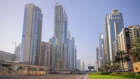 UAE, Dubai, Sheikh Zayed Road (Highway E11), Time Lapse Stock Footage 78764637