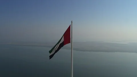 UAE Flag Aerial Orbit View Stock Footage 114140689