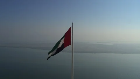 UAE Flag Aerial Orbit View Video stock 114140699