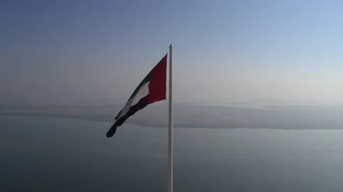 UAE Flag Aerial View Stock Footage 114140685