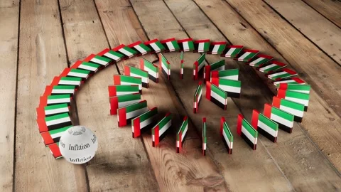 UAE Flag - Affected by Inflation Stock Footage 321579808