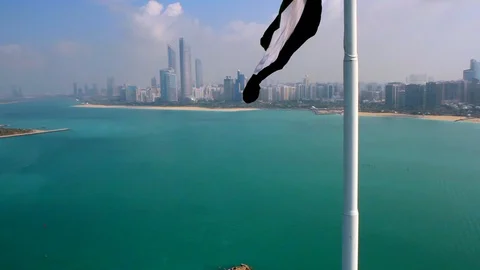 UAE Flag approaching by drone Stock Footage 128933669