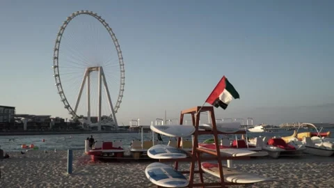 UAE Flag Beach Front More Far Stock Footage 145519346