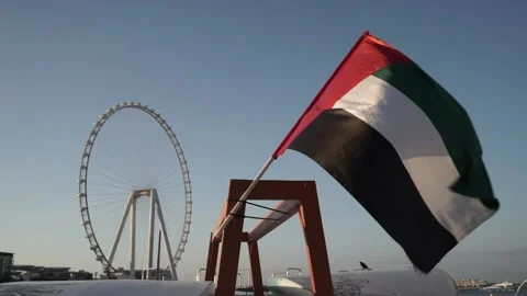 UAE Flag Beach Front V3 Stock Footage 145519499