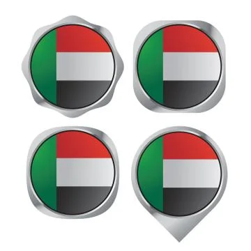 Uae flag button Stock Illustration